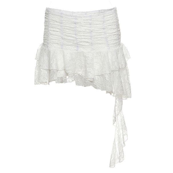 Verve INS Style 2025 Spring New Women's Solid Color Slim Fit Fashion High Waist Lace Mesh Skirt_ecoleips.com