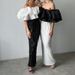 Elegant Off-Shoulder Ruffle Blouse & Sequin Maxi Skirt Set – Flowy Flounce Sleeves & Glamorous Fringe (S-Xl)_ecoleips.com