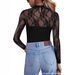 Women's Lace Patchwork Top Summer Solid Color Bust Enhancing Tight Fitting Waist Revealing Mature Clothing_ecoleips.com