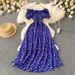 Women's Clothing Retro Fairy Slimming Floral Dress High Waist Drawstring Pleated Waist Slimming Long Skirt_ecoleips.com