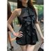 Official Image Price: Ruffled Sleeveless Shirt Top For Women, Summer French Style, Mid-Length, Slim-Fit, Waist-Cinching_ecoleips.com