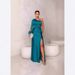 Women's Clothing Oblique Collar Raglan Sleeves Pleated Waist Slit Sexy Long Skirt_ecoleips.com