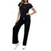 Women's American Style Summer Fashionable And Comfortable Round Neck Short Sleeve T-Shirt And Sweatpants Set Print 8002_ecoleips.com