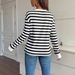 European American Cross-border 2026 Autumn And Winter New Women's Casual Long-sleeve Round-neck Striped Floral_ecoleips.com