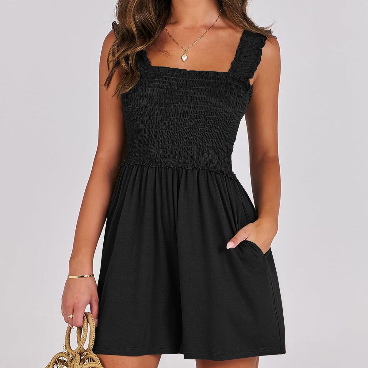 K Shiying's New Fashionable Shoulder Strap Jumpsuit Casual Versatile Wide Leg Shorts For Women_ecoleips.com