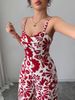 Women Elegant Twist‑Knot Printed Spaghetti Strap Wide‑Leg Jumpsuit Vacation Daily Dating Wear_ecoleips.com