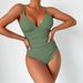 Women's Clothing Conservative One Piece Swimsuit Women's Deep V Solid Color Sexy Swimsuit With Chest Pad Tight Backless_ecoleips.com