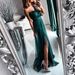 Elegant Solid Color Spaghetti Strap Long Maxi Dress Evening Gown For Women Formal Occasion Evening Party_ecoleips.com