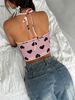 2025 Summer New European And American Cross-Border Valentine's Day Women's Heart Hanging Neck Tie-Up Crop Top Sexy_ecoleips.com
