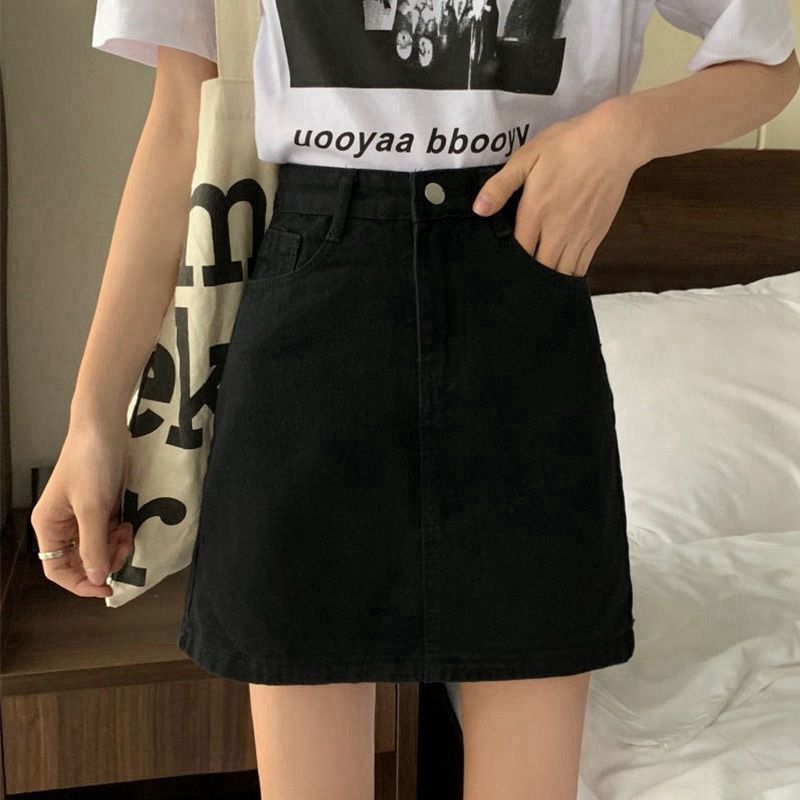 Summer 2026 New Denim Skirt Women's Korean Version Solid Color High Waist And Thin Versatile Casual Hip Skirt_ecoleips.com