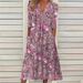Women's Summer V Neck Casual Dress Printed with Pockets European And American Style Vacation Homewear 2023 New Arrival_ecoleips.com