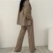 Women's Korean Style Casual Trousers Camel Color Trendy Design Unique Suit For Spring And Autumn_ecoleips.com