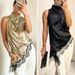 "Women's Elegant Lace Trim Sleeveless Vest, Breathable Polyester Camisole, Versatile Layering Top For Summer, Black/Golden, S/M/L/XL"_ecoleips.com