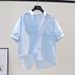 Women's Clothing Cotton Simple Summer Thin Short Sleeved Shirt Women Loose Medium Length Single Pocket Cardigan Shirt_ecoleips.com