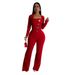 Women's Clothing Personalized Line Stitching Large Button Long Sleeved Sports Fitness Jumpsuit_ecoleips.com