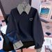 Gongyuweng 2025 Autumn/Winter Plaid Collar Two-Piece Sweatshirt For Female Students, Loose Fit, Versatile Design_ecoleips.com