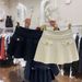 Women's High-Waisted A-Line Mini Skirt White Elegant Woolen Pleated Midi Skirt Trendy Spring Autumn New Style_ecoleips.com