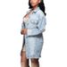 Women's Oversized Denim Shirt Long Sleeve Square Neck Washed Cotton Casual Streetwear Top Comfortable Oversized Fit_ecoleips.com