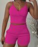 Women's Clothing Autumn And Winter Party New Casual Solid Color Twisted Suspender Top + Shorts Set_ecoleips.com