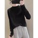 Women's Semi-high Collar Thermal Base Shirt For Autumn Winter, High-end Feel, Loose And Versatile Long-sleeve T-shirt_ecoleips.com