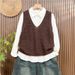2026 New Hollow Knit Vest For Women, Spring Autumn Fashionable And Stylish Outerwear, Solid Color Top_ecoleips.com