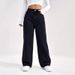 High Waisted Straight Leg Jeans Women's Loose Fit Wide Leg Pants Autumn Winter Solid Color Denim for Petite European American Style_ecoleips.com
