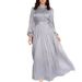 Women's Clothing Summer New Round Neck Organza Lantern Sleeves Long Sleeves Slim Belt Retro Dress_ecoleips.com