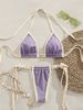 Women's Sexy Suspender Swimsuit Solid Color Two Piece Three Piece Bikini European American Style Foreign Trade 2025 New Cross Border_ecoleips.com