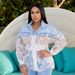 Women's Sexy Denim Stitching Embroidery Mesh See-Through Waist Shirt Casual Regular Fit Spring/Autumn Blouse_ecoleips.com