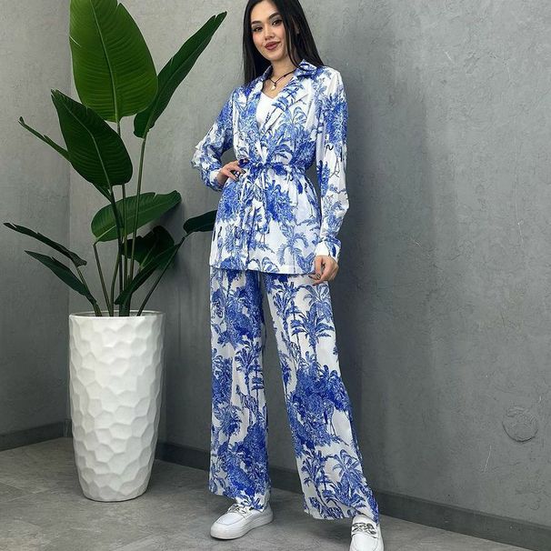 Women's Clothing Digital Printing Suits Long Sleeves Loose Lace Up Spring And Summer Fashion Casual Two Piece Suits_ecoleips.com
