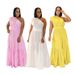Women's Clothing Elegant And Comfortable Dress With Pure Color Shoulder Stitching Design, New Style For Seaside Vacation_ecoleips.com