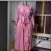 Women's Floral Dress European American Style High-End Beaded Tie Waist Lantern Sleeve Pleated Long Sophisticated Skirt_ecoleips.com