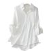 plus Size Women's Classic Shirt Lapel Collar Long Sleeves Comfortable Office Casual Wear for Curvy Figures_ecoleips.com
