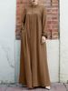 New Muslim Women's Clothing Middle Eastern Arabic Style Stand Collar Zipper Cardigan Pocket Elegant Loose Dress_ecoleips.com