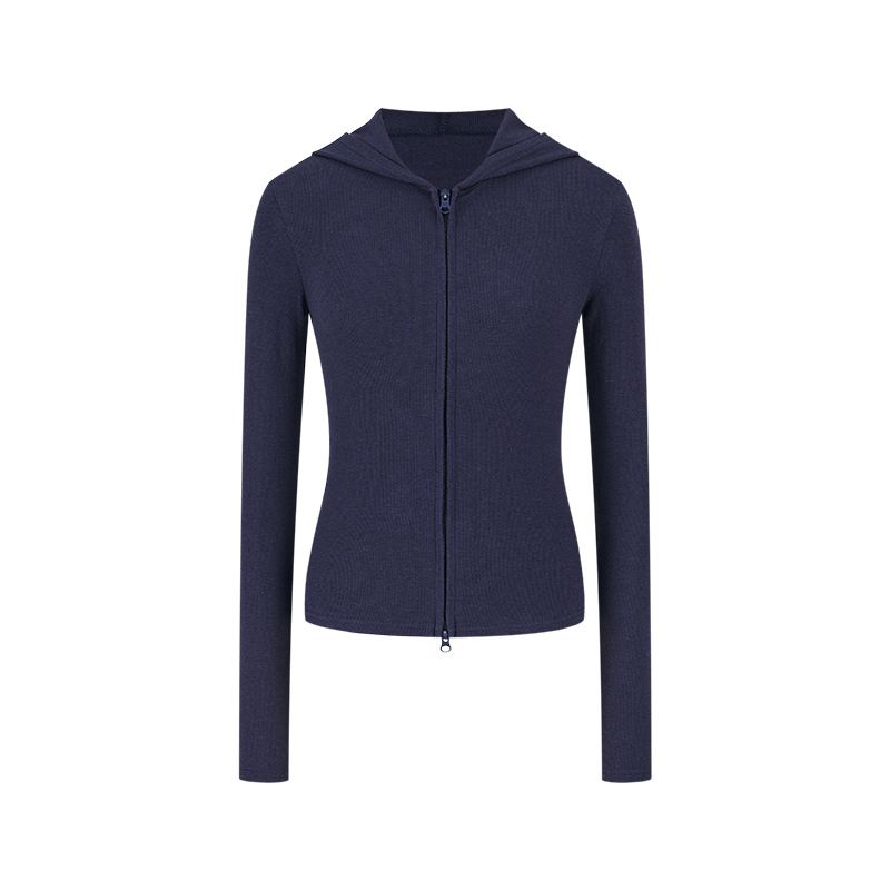 American-style Zip-up Hooded Sweatshirt Jacket For Women, Spring 2025 New Design, Solid Color, Slim-fit Cardigan,_ecoleips.com