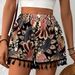 Women's Clothing Ready Stock Spring And Summer Fashion New Size Ladies Printed Casual Shorts With Lace Edges_ecoleips.com