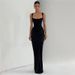Women's Elegant Slim Waist Dress Open Back Square Neck Suspender Style Autumn Winter New Clothing_ecoleips.com