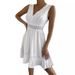 2023 Independent Station Cross-Border New Hot Lace Trim Patchwork Pleated V-Neck Sexy Backless Dress_ecoleips.com
