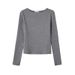 2025 #Selection Of Premium Products # One Word Small Round Neck Slim Fit And Slimming T-Shirt For Women With Long Sleeves,_ecoleips.com