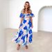 2025 Spring Summer New European And American Style Elegant Slim Fit Printed Puff Sleeve High-end Dress For Women_ecoleips.com