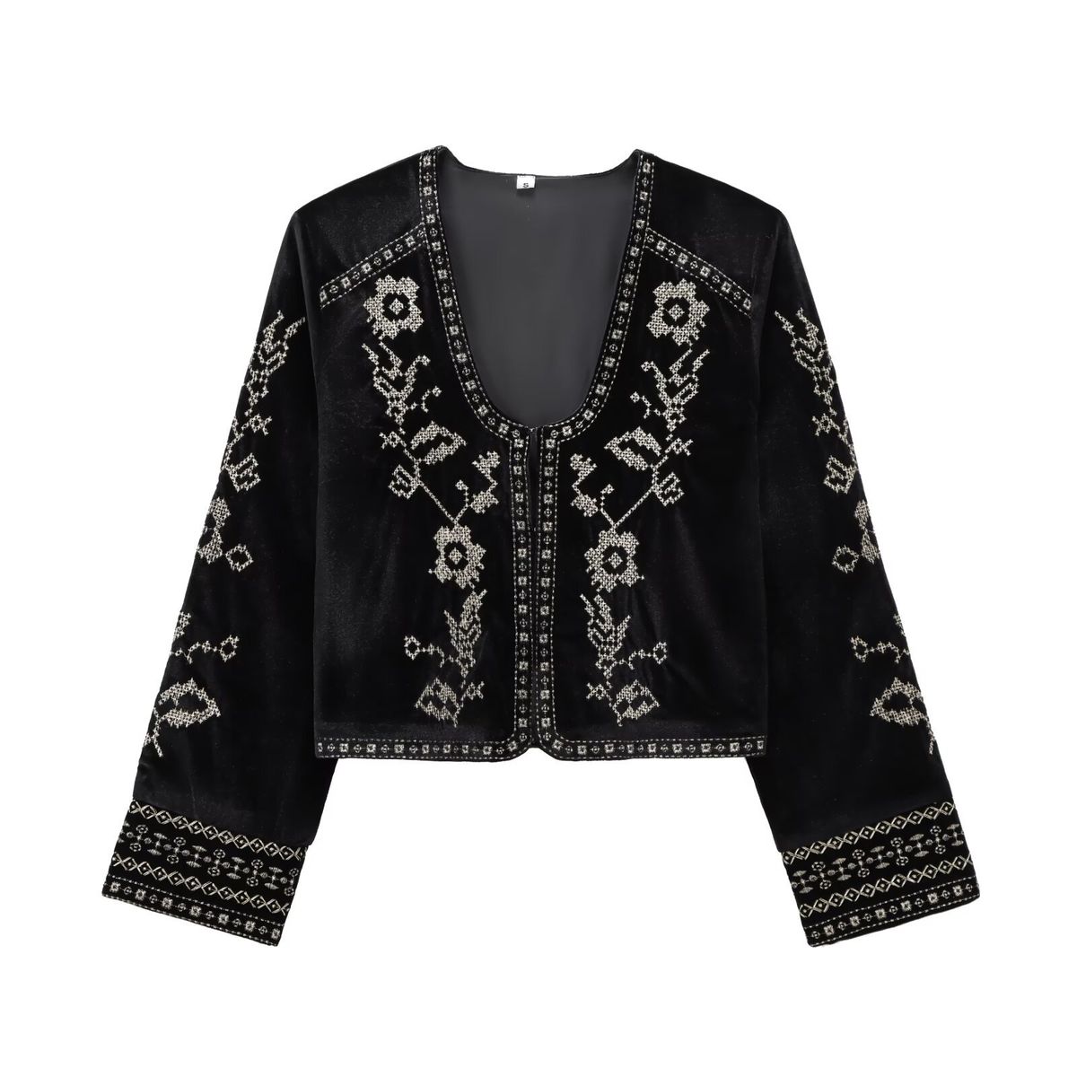 Women's Clothing Long Sleeved Velvet Bomber Jacket Elegant American Style Embroidered Spring Office Daily Clothing_ecoleips.com