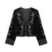 Women's Clothing Long Sleeved Velvet Bomber Jacket Elegant American Style Embroidered Spring Office Daily Clothing_ecoleips.com
