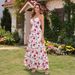 Women's Summer Beach Satin Cami Maxi Dress – V Neck Bowknot Floral Print Slip Dress, Going Out Clubwear 2026_ecoleips.com