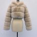 Women's Faux Fox Fur Coat With 6-Section Sleeves - Short High-Waist Hooded Fashion Jacket, Trendy Streetwear Outerwear_ecoleips.com