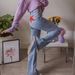 Women's Clothing New Retro Mid Waist Back Five Point Contrast Trousers Casual Denim Bootcut Pants_ecoleips.com