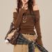 Off-Shoulder Layered T-Shirt – Slim Fit Long Sleeve Top, Ribbed Waist Detail, Trendy & Chic Trendy Neutral Colors_ecoleips.com