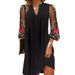 2024 Summer New Cross-Border European And American V-Neck Long Sleeve Sheer Floral Pleated Dress Women's Fashion_ecoleips.com
