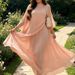 Elegant Women's Chiffon Party Dress 2026 O Collar Shawl Sleeves Loose Daily Dress Fashion Solid High Waisted Hem Long Dress New_ecoleips.com