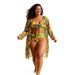 Women's Clothing Women's Style Long Sleeve Printed Two Piece Swimsuit Sun Protection Beach Vacation Bikini Set_ecoleips.com