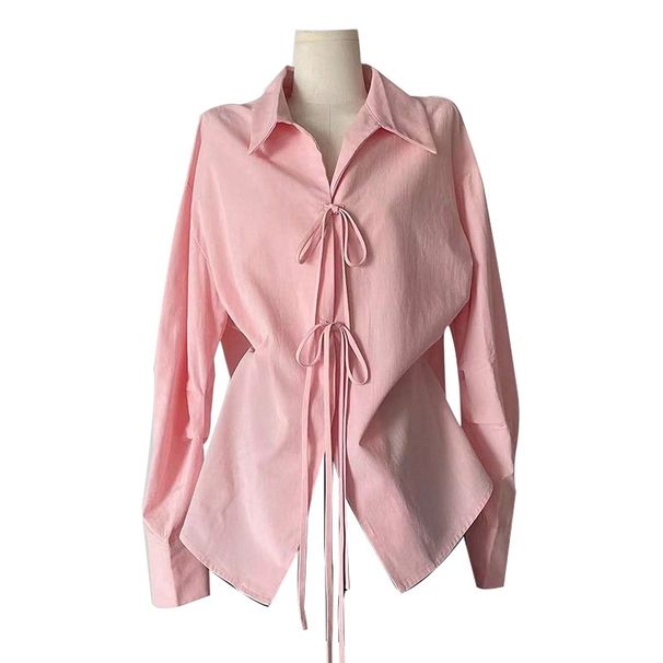 Wholesale Of Elegant Long-Sleeved Shirts, Solid-Color Belted Shirts And Cardigans For Autumn_ecoleips.com